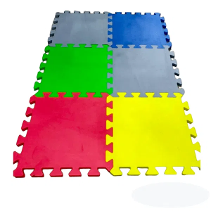 Rubber Gym Floor Mat – Colorful Puzzle System 20″ x 20″, 1″ Thickness – Best Quality