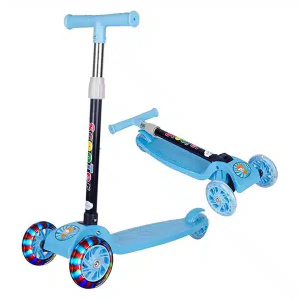 Beauenty Folding 3-Wheel Scooter for Kids – Toddler Scooter with LED Light-Up Wheels
